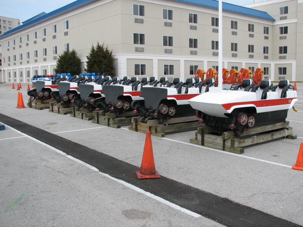 Corkscrew Cars in parking lot