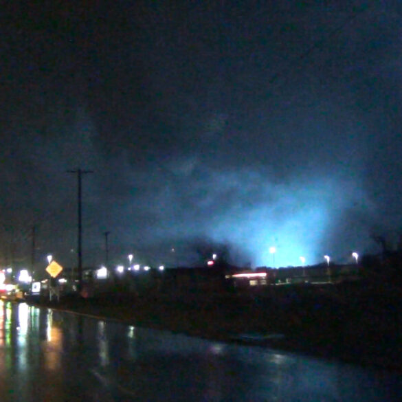 The Rowlett EF-4 Tornado impacts the city after dark on the evening of December 26, 2015