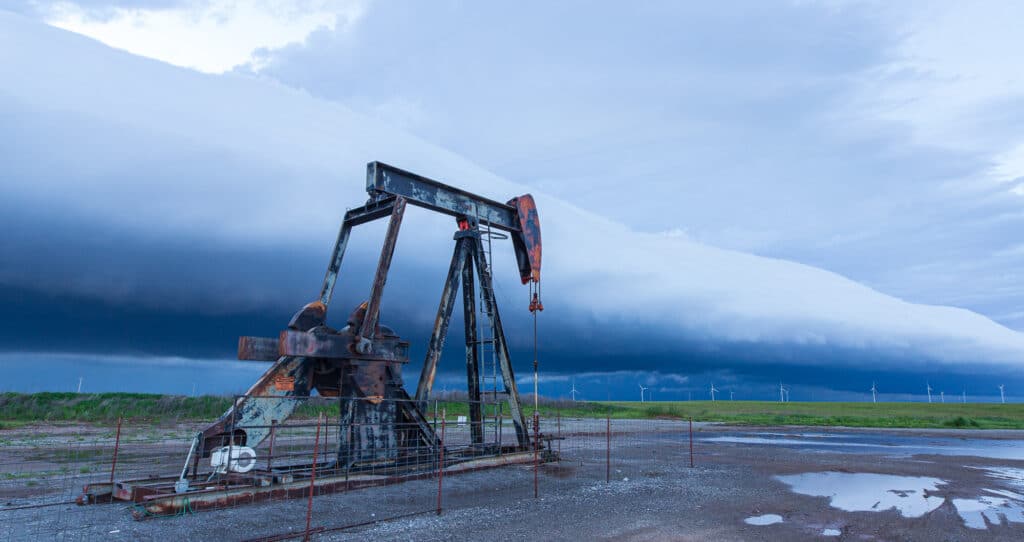 3 forms of Oklahoma energy in this photo - Oil, Wind and Storms