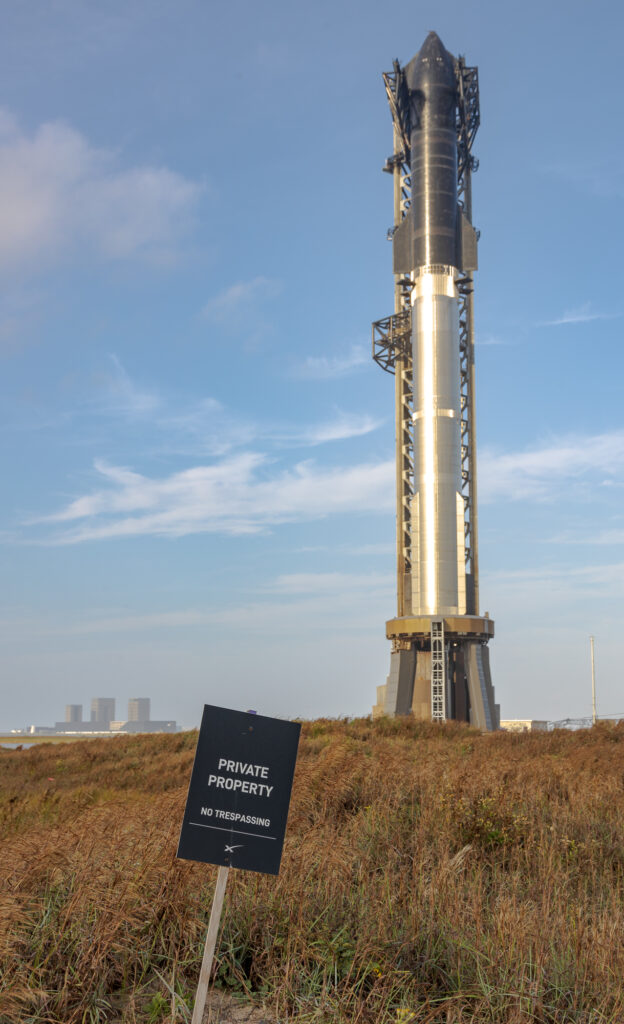 Private Property No Tresspassing SpaceX Sign at Starbase Launch Site